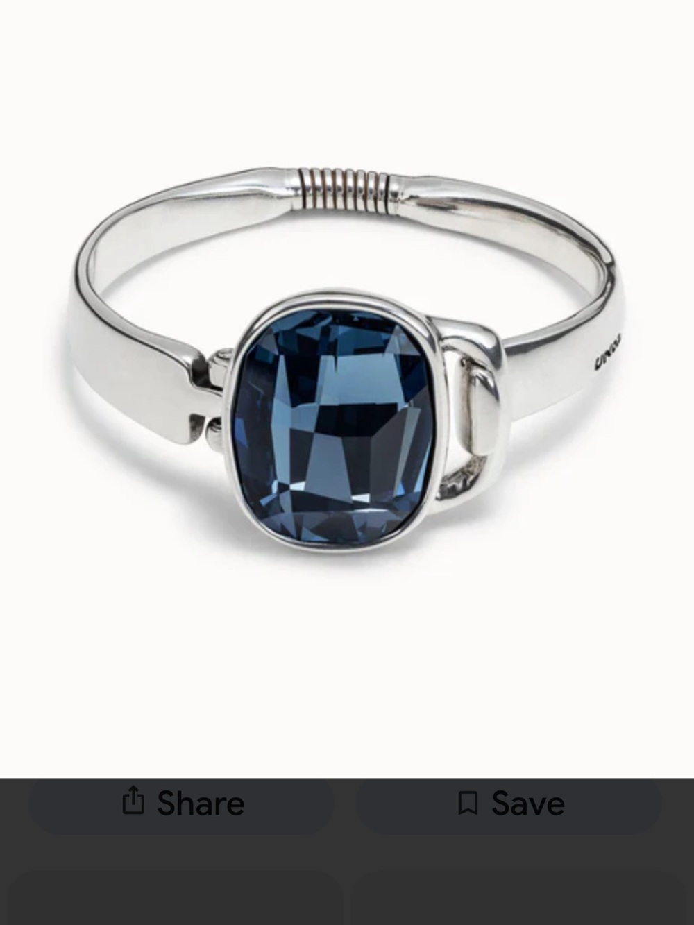 UNO de 50 Silver Bracelet with Deep Blue Crystal